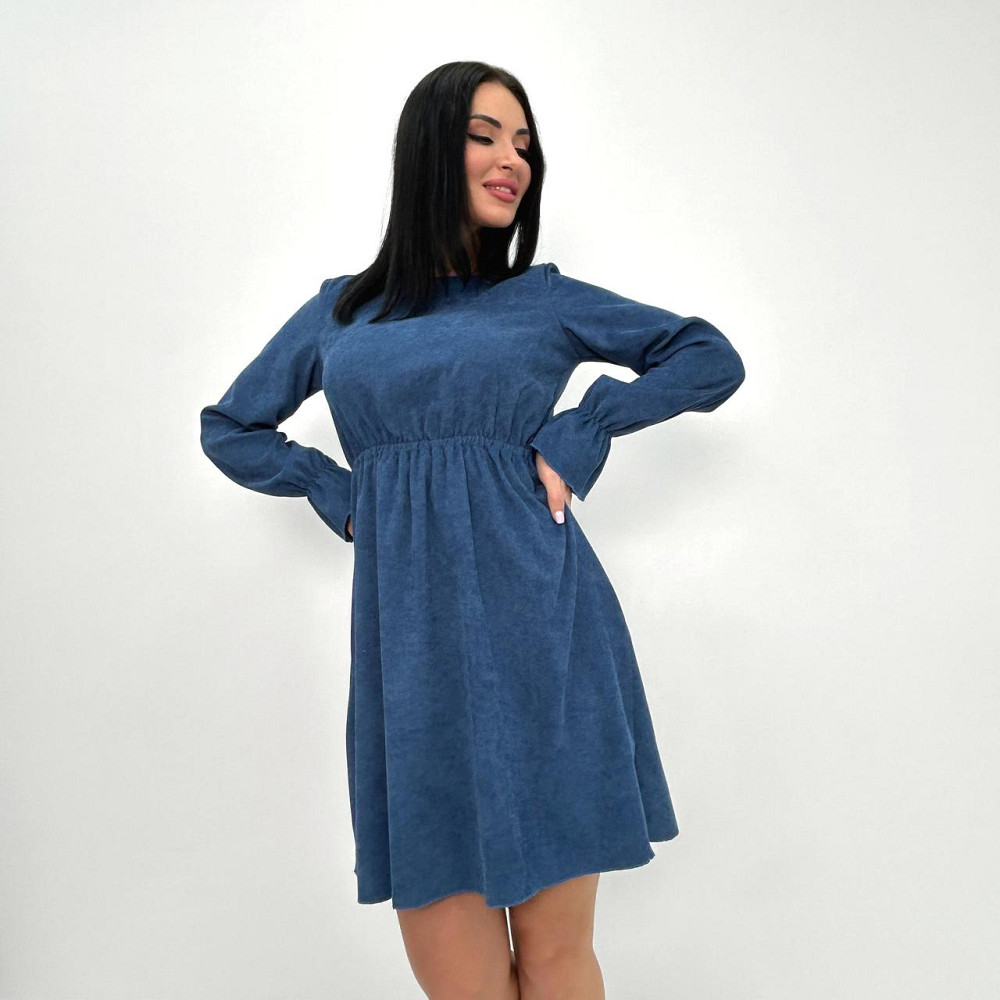 Вельветовое платье с завышенной талией Wesley батал 50-52, Трехнитка начес, Джинс Киев - изображение 2