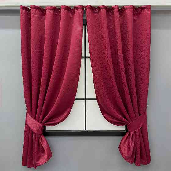Комплект коротких штор VR-Textil Блекаут № 1099ш Бордовий 130х170 см 2шт (35-0391) Київ