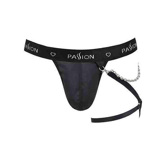 Чоловічі трусики танга з підв’язкою Passion 058 THONG BILL XXL/XXXL Black Sex Aura Київ