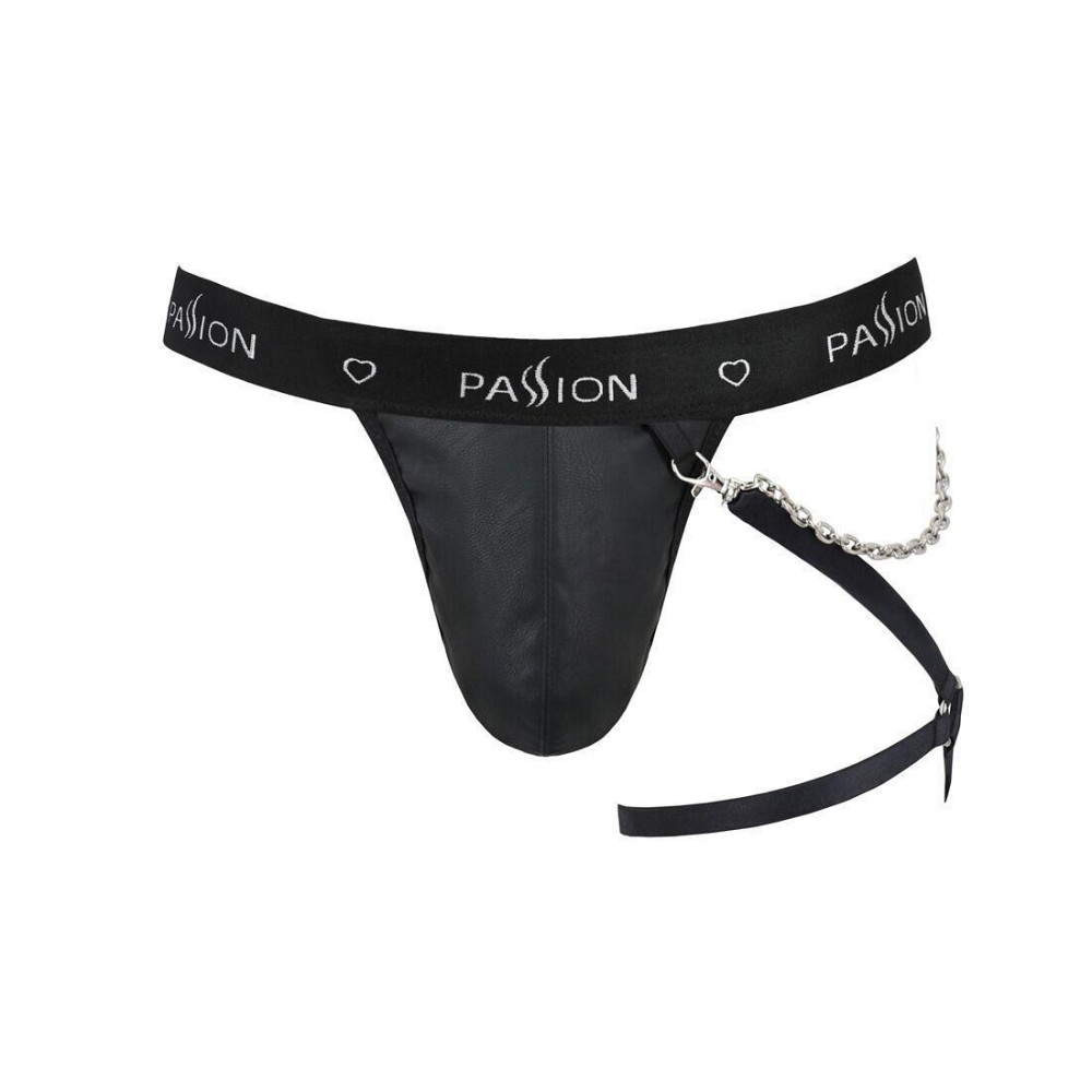 Чоловічі трусики танга з підв’язкою Passion 058 THONG BILL XXL/XXXL Black Sex Aura Київ - фото 5