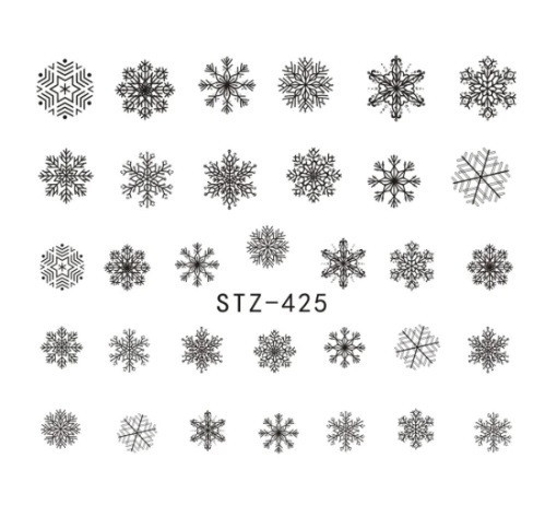 Наклейки на ногти снежинки, черные - размер стикера 5*6см, (инструкция по применению есть в описании) Киев - изображение 1