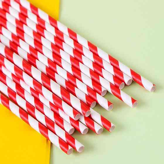 Коктейльні трубочки у смужку 25 штук 20 см червоно-білий Київ