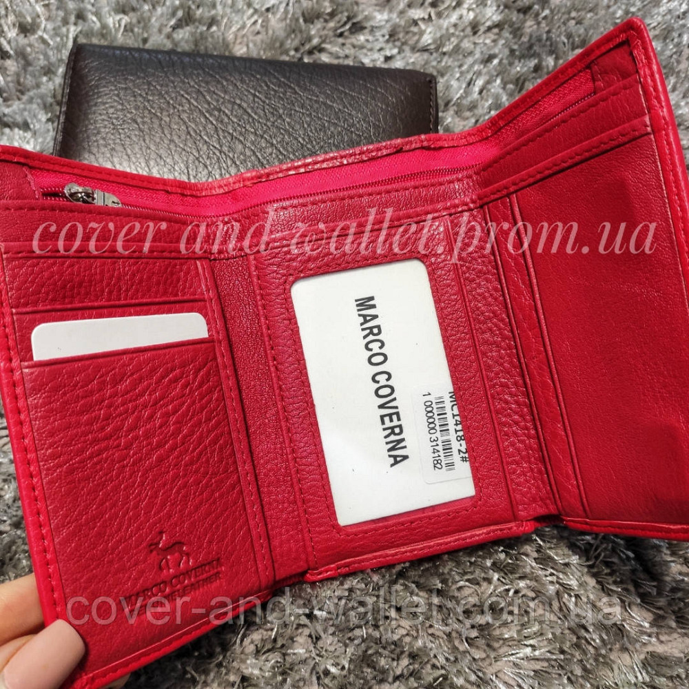 Червоний жіночий гаманець середнього розміру на магнітах Marco Coverna MC 1418 Київ - фото 3