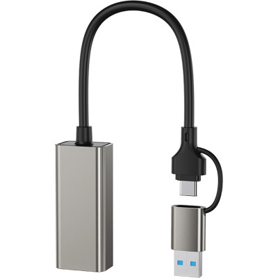 Адаптер USB-C + USB A to RJ45 Ethernet XO (HUB018.black) Винница - изображение 2