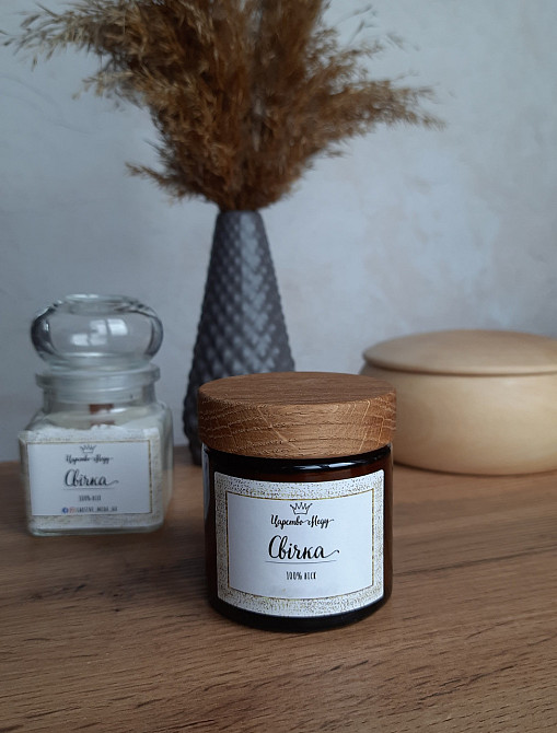 Свічка у скляній банці з бджолиного воску Царство Меду 100 мл Одеса - фото 1