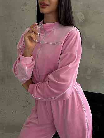 Стильний жіночий велюровий м'який костюм-двійка велюр плюш Рожевий, 44/46 Одеса