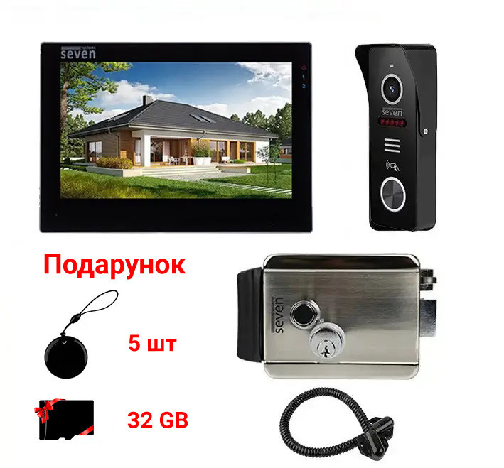 Комплект Wi-Fi домофона 7 дюймів з електромеханічним замком на калітку SEVEN KD-7828d Київ - фото 1