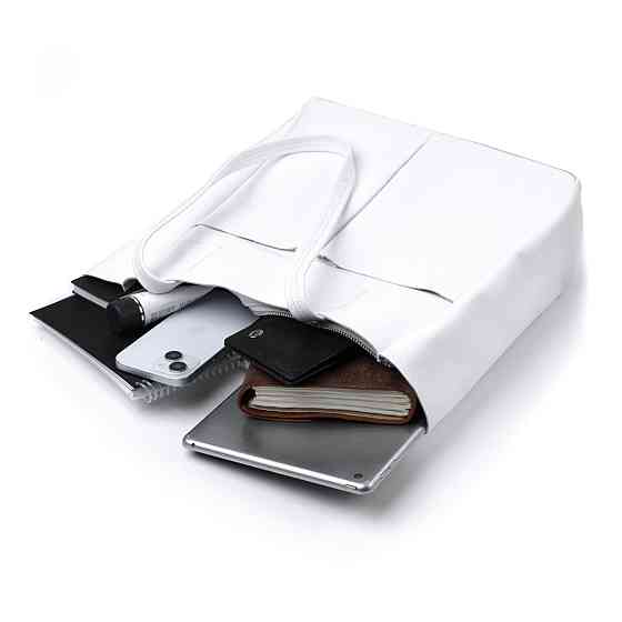 Практична сумка-шоппер із натуральної шкіри Біла (SHVIGEL) Київ