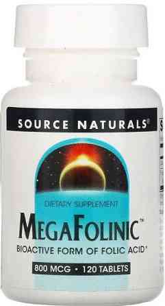 Фолінова кислота Source Naturals MegaFolinic 800 мкг 120 таб Київ