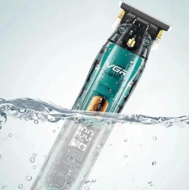 Машинка триммер для стрижки волос и бороды VGR V-961 LCD-дисплей IPX7 (4 насадки) Винница - изображение 7