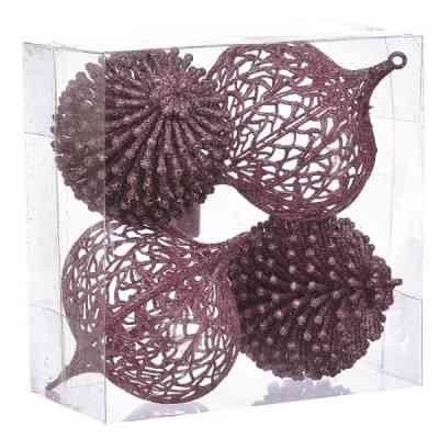 Елочная игрушка Jumi mix 4 шт, 10см, пластик, сиреневый (5900410893269) Винница