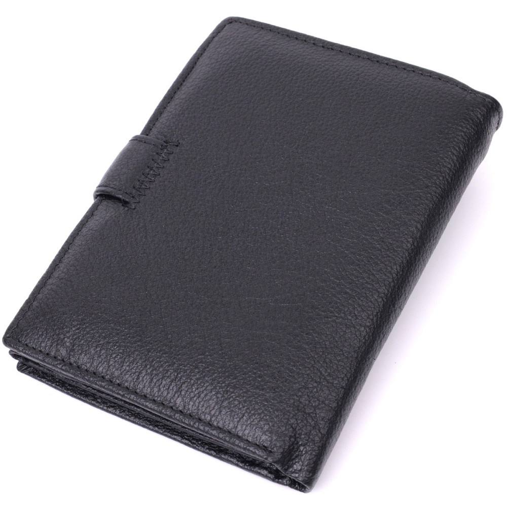 Вместительный мужской бумажник с блоком под документы из натуральной кожи ST Leather 22491 Черный Киев - изображение 2