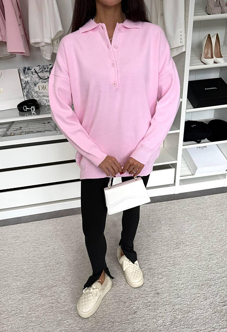 Стильный женский удлиненный оверсайз свитер с воротником поло Барби Одесса - изображение 8