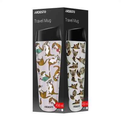 Термокружка Ardesto Coffee Time Animals Otter 450мл, нержавіюча сталь, бежевий (AR2645OT) Вінниця