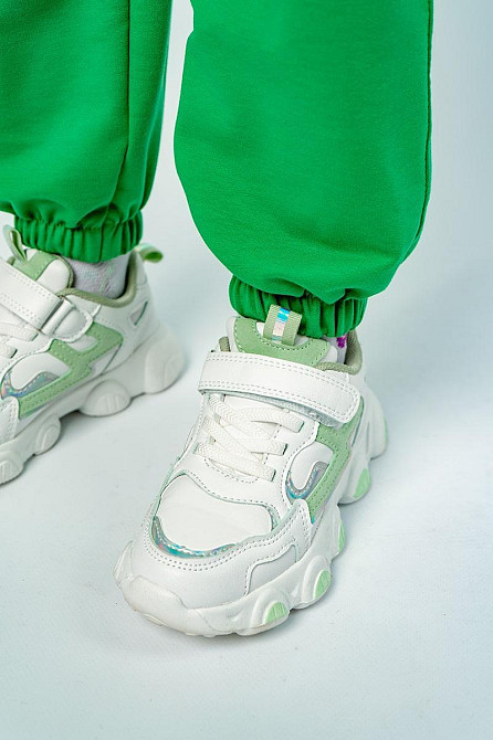 Костюм спортивний для дівчаток, зеленый, персик, двонитка, топ Крохатушка одяг Київ - фото 7