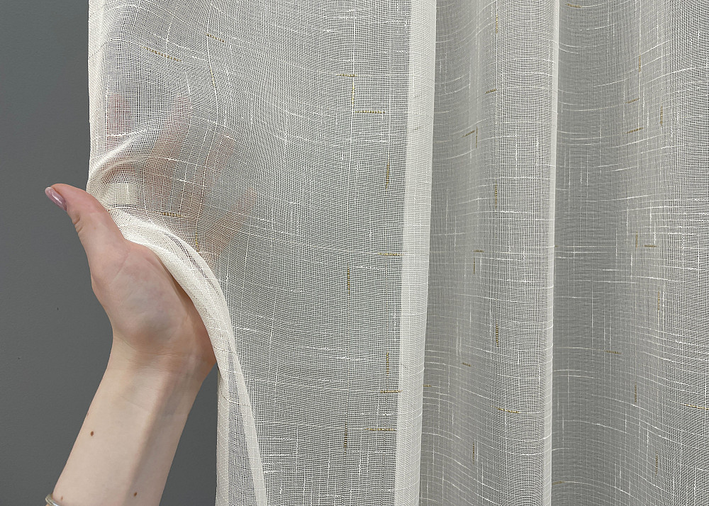 Тюль VR-Textil 1211т Івонна Льон Молочний з золотистим вкрапленням 300х240 см (43-321) Київ - фото 8
