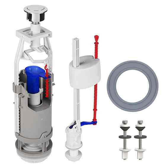 Комплект арматури для змивного бачка з нижнью подачею води 1/2″, з одним режимом зливу АБк-12 Киев