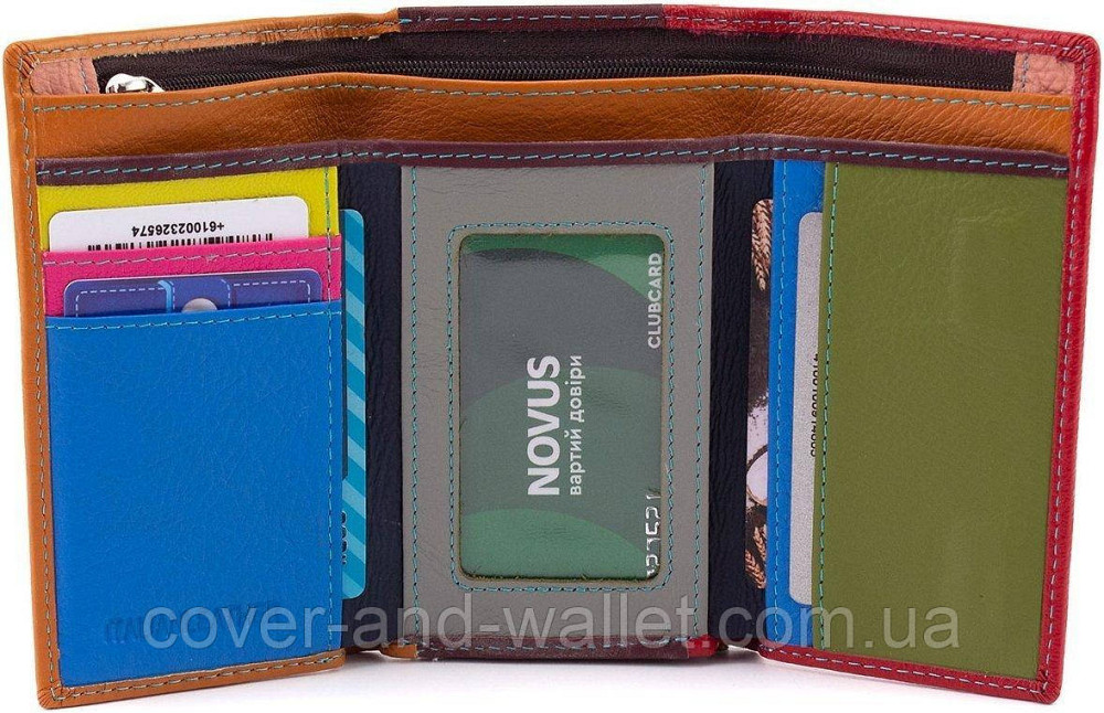 Пудровый женский кожаный кошелек на магнитах среднего размера ST 021 Красный Киев - изображение 5