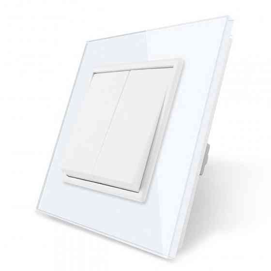 Вимикач універсальний 2-клавішний Livolo білий скло 250В 10А (VL-C7FCMKS-1WP) Коломыя