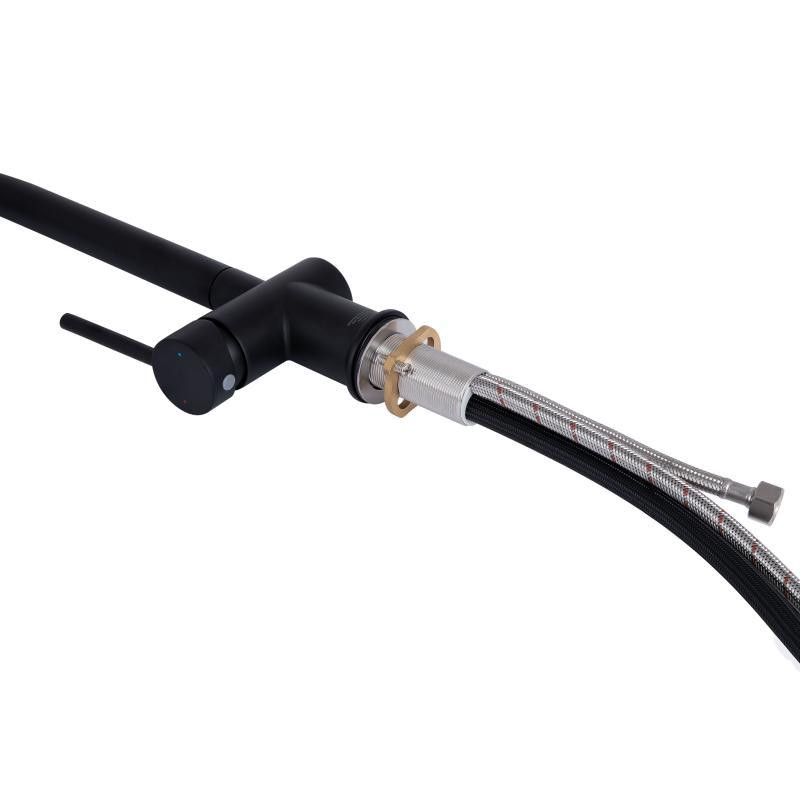 Смеситель для кухни Qtap Rozcesti с выдвижным изливом с подключением для питьевой воды QTROZ366BLM45940 Black Харьков - изображение 7