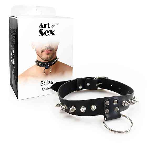Чоловічий чокер з шипами Art of Sex - Stiles Leather and Spikes Sex Aura Київ