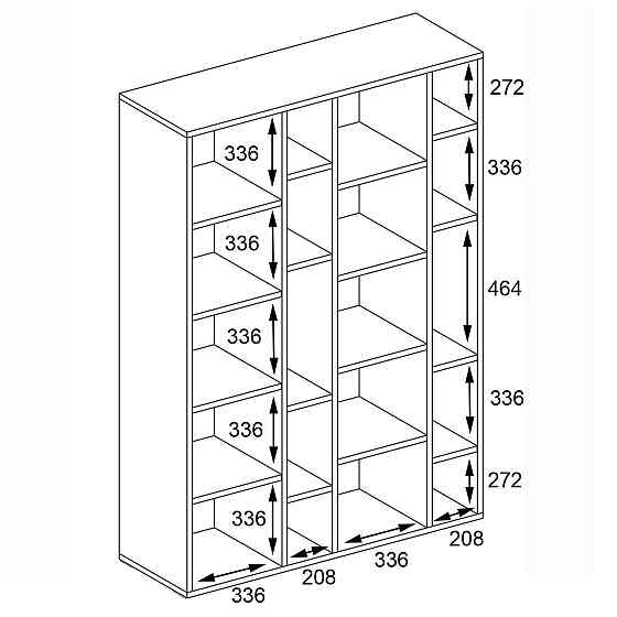 Стеллаж VAYS D-2 Дуб Сонома-Белый, книжная полка с 20 ячейками, этажерка из ЛДСП для дома, игрушек и декора, 117×30×178 см Львов