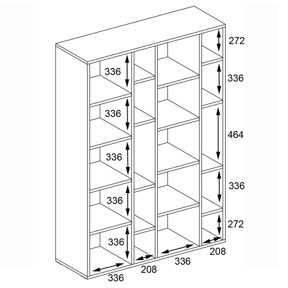 Стеллаж VAYS D-2 Дуб Сонома-Белый, книжная полка с 20 ячейками, этажерка из ЛДСП для дома, игрушек и декора, 117×30×178 см Львов - изображение 2