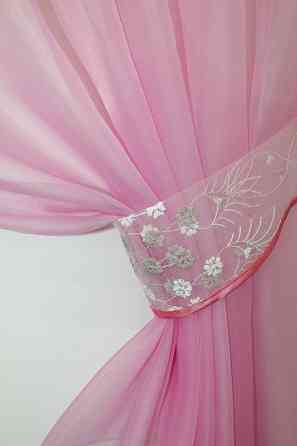 Кухонные шторы VR-Textil № 091к с ламбрекеном и подвязками розовый 270х170 см (52-0010) Киев