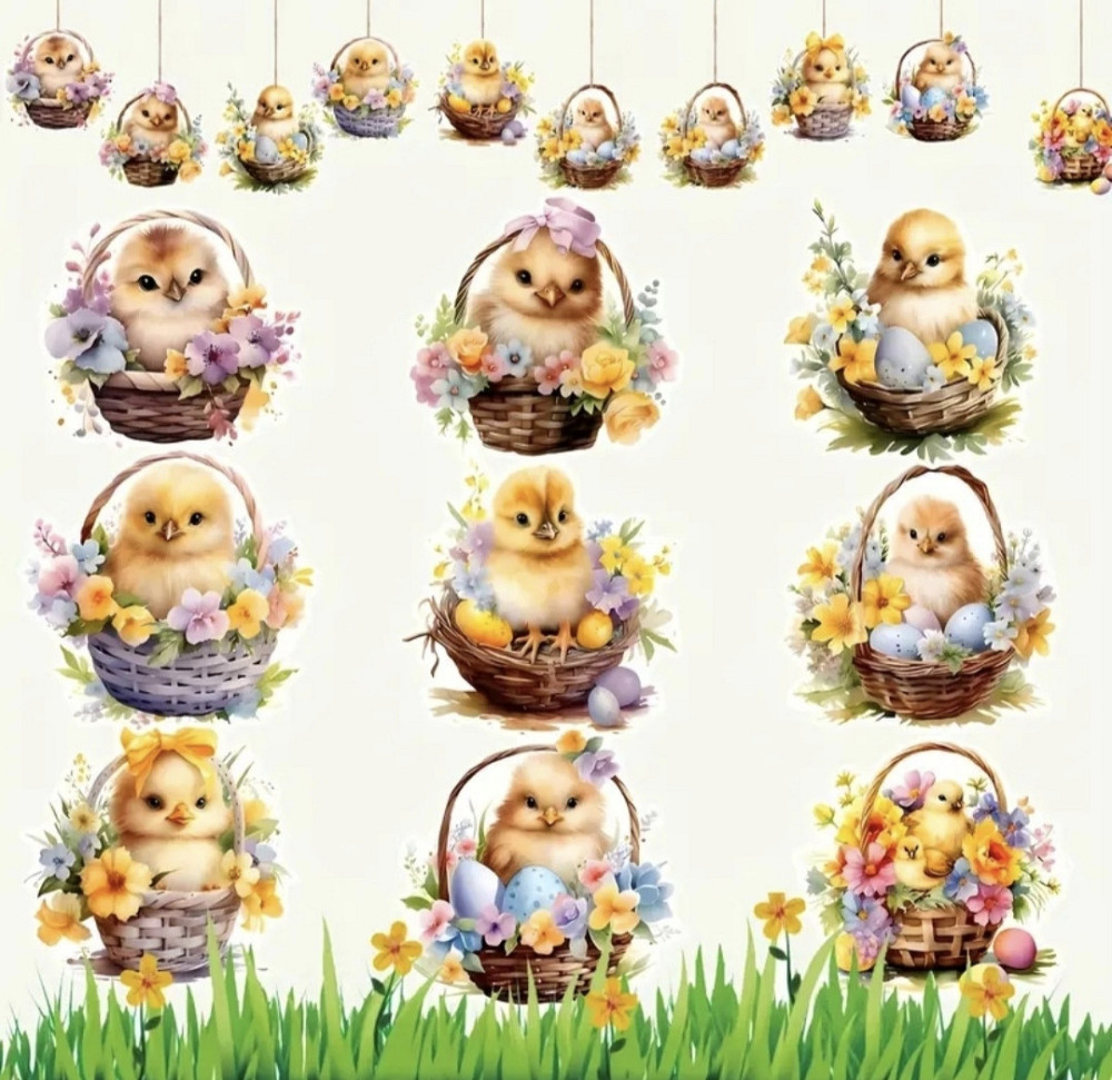 Великодні підвісні прикраси "Курчата" 9 шт Сміла - фото 1