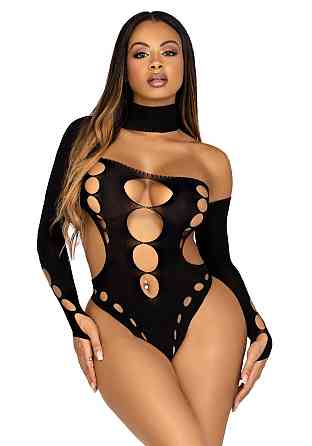 Безшовне боді на одне плече Leg Avenue Seamless thong back bodysuit, One Size, чорне Sex Aura Київ