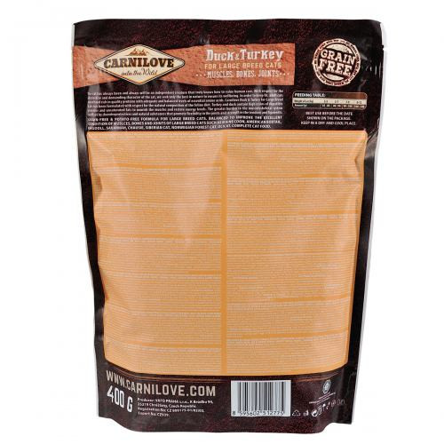 Корм сухий Carnilove Cat Large Breed для дорослих котів великих порід з качкою та індичкою 400 г Київ - фото 4