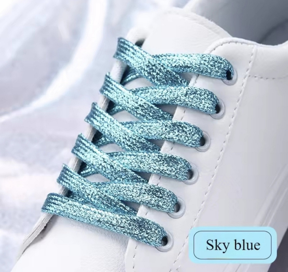 Шнурки блискучі глітерні Блакитний Смела - изображение 1