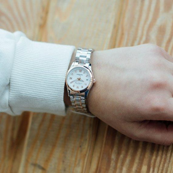 Годинник жіночий механічний Carnival White Сріблястий із золотистим Вінниця - фото 7