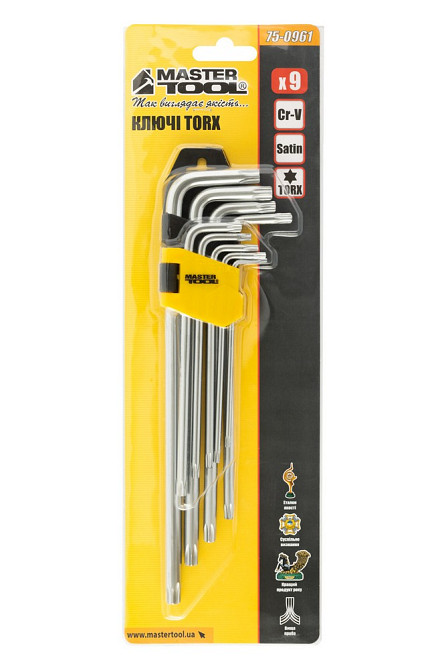 MASTERTOOL Ключі TORX MASTERTOOL CrV Т10/Т50 90/227 мм набір 9 шт 75-0961 Киев - изображение 9