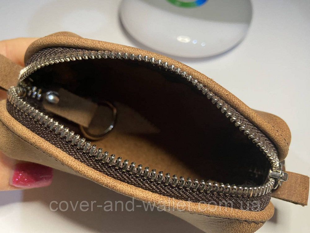 Містка ключниця на блискавці невеликого розміру з вінтажної шкіри PS Leather Київ - фото 4