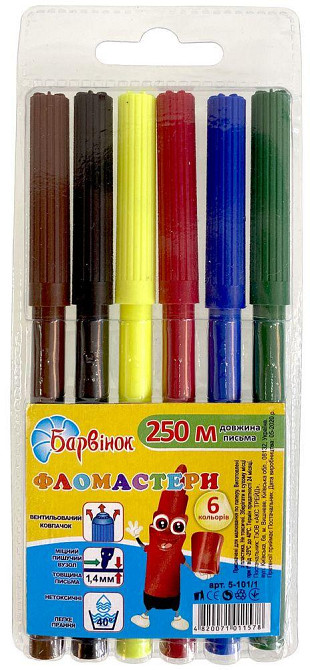 Фломастери 6 кол. "Барвінок""Смайли", 5-101/1, шт Київ - фото 1