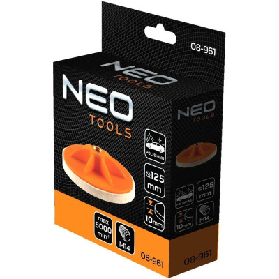 Диск полировальный Neo Tools полировальный, губка средней жесткости, M14, 125x10мм (08-961) Винница - изображение 4