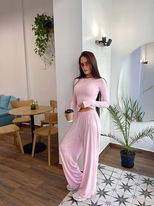 Жіночий базовий прогулянковий костюм-двійка: лонгслів і штани турецька віскоза Барбі, 48/50 Одеса - фото 6