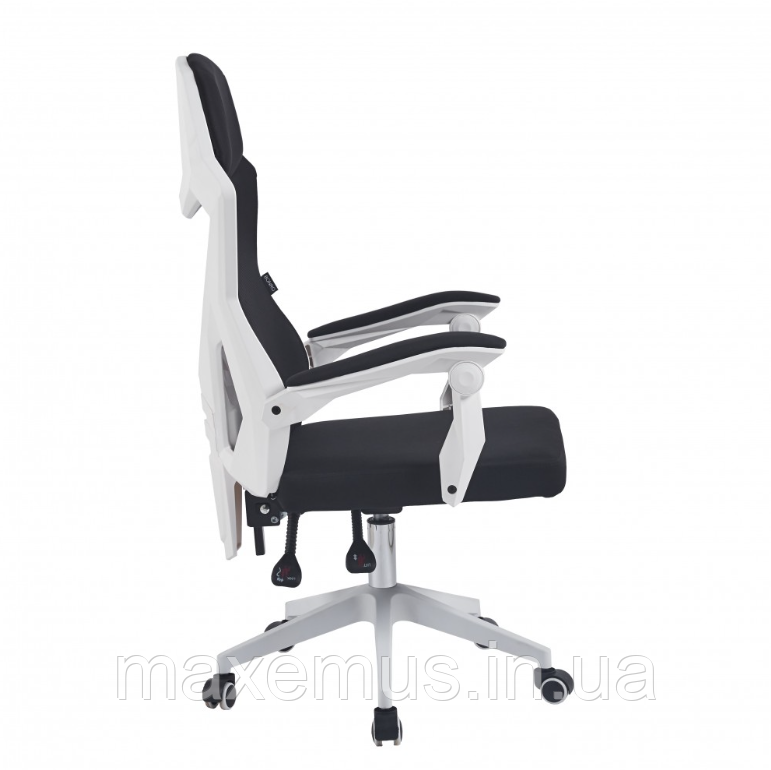 Современное офисное кресло для офиса Bonro B 057 компьютерное кресло с наклоном спинки черное с белым Мостиска - изображение 3