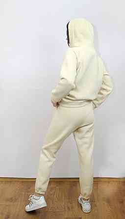 Костюм женский теплый спортивный на флисе кофта на змейке Молочный 50/52 Харьков