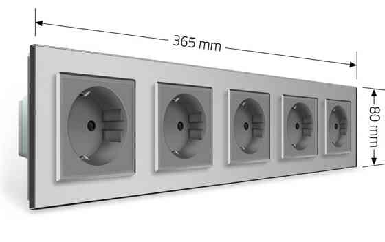 LIVOLO П’ятимісна електрична розетка з заземленням LIVOLO, сіра, скляна рамка, шторки, 250В 16А Коломия