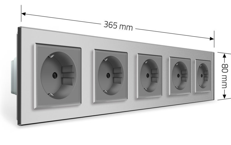 LIVOLO П’ятимісна електрична розетка з заземленням LIVOLO, сіра, скляна рамка, шторки, 250В 16А Коломия - фото 6