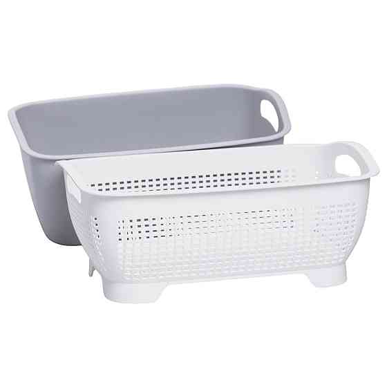 Yiwu Кошик-друшлак 2 в 1 для миття овочів, фруктів і зелені 32×23×13 (см) Сірий HP-45-5G Киев