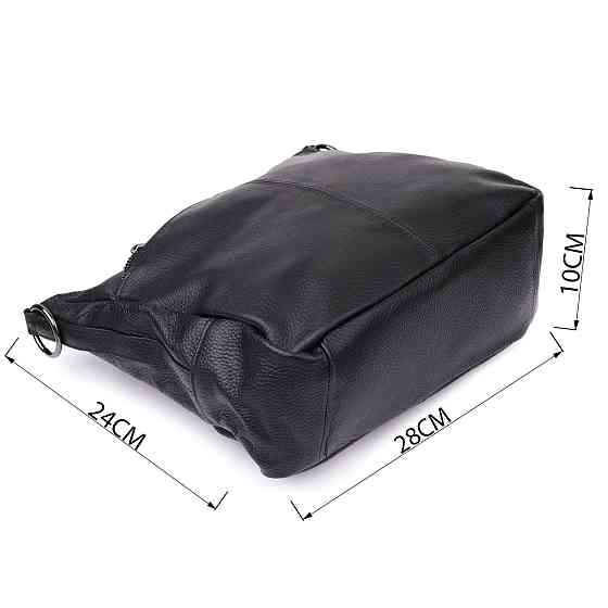 Практичная женская сумка с двумя ремешками из натуральной кожи Vintage 23053 Черный Киев