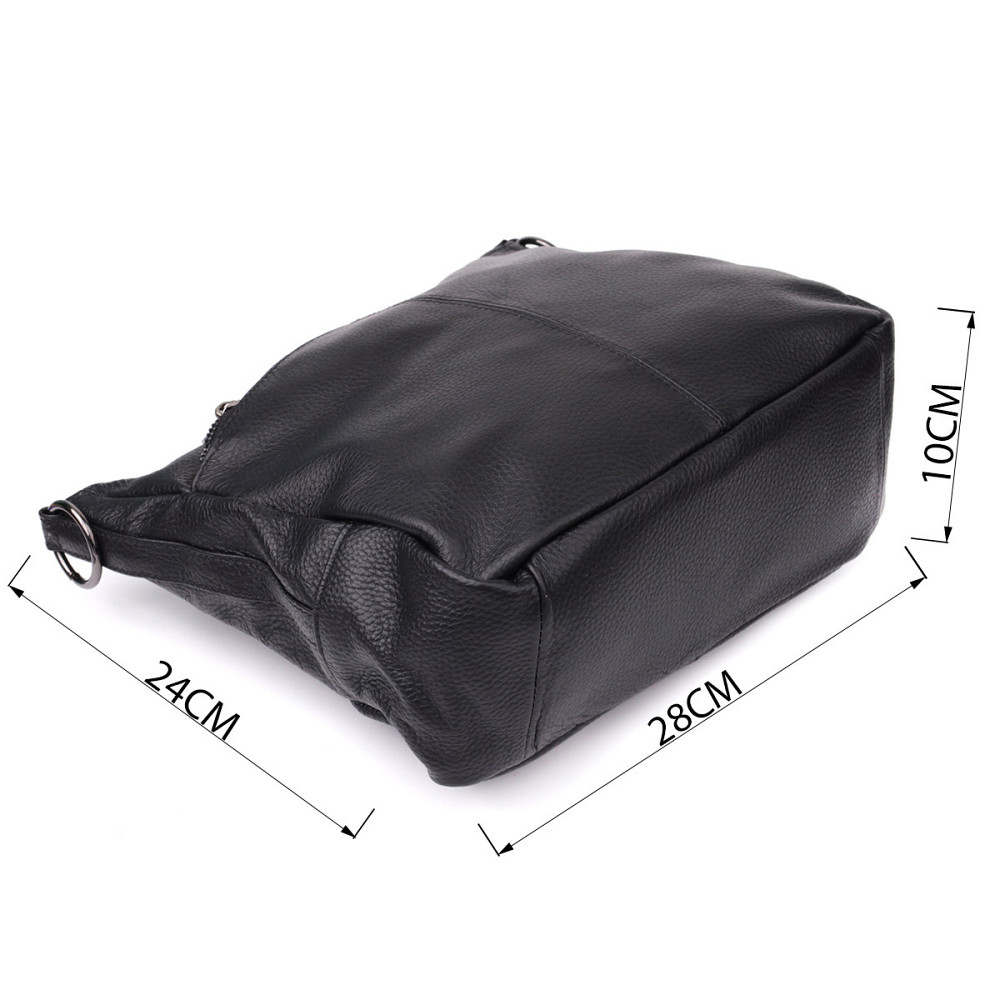 Практична жіноча сумка з двома ремінцями з натуральної шкіри Vintage 23053 Чорний Київ - фото 3