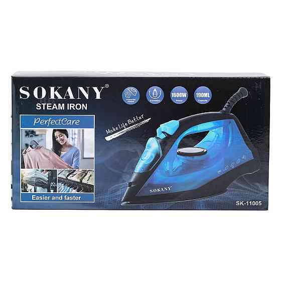 Паровой утюг Sokany SK-11005 с керамическим покрытием, синий Киев