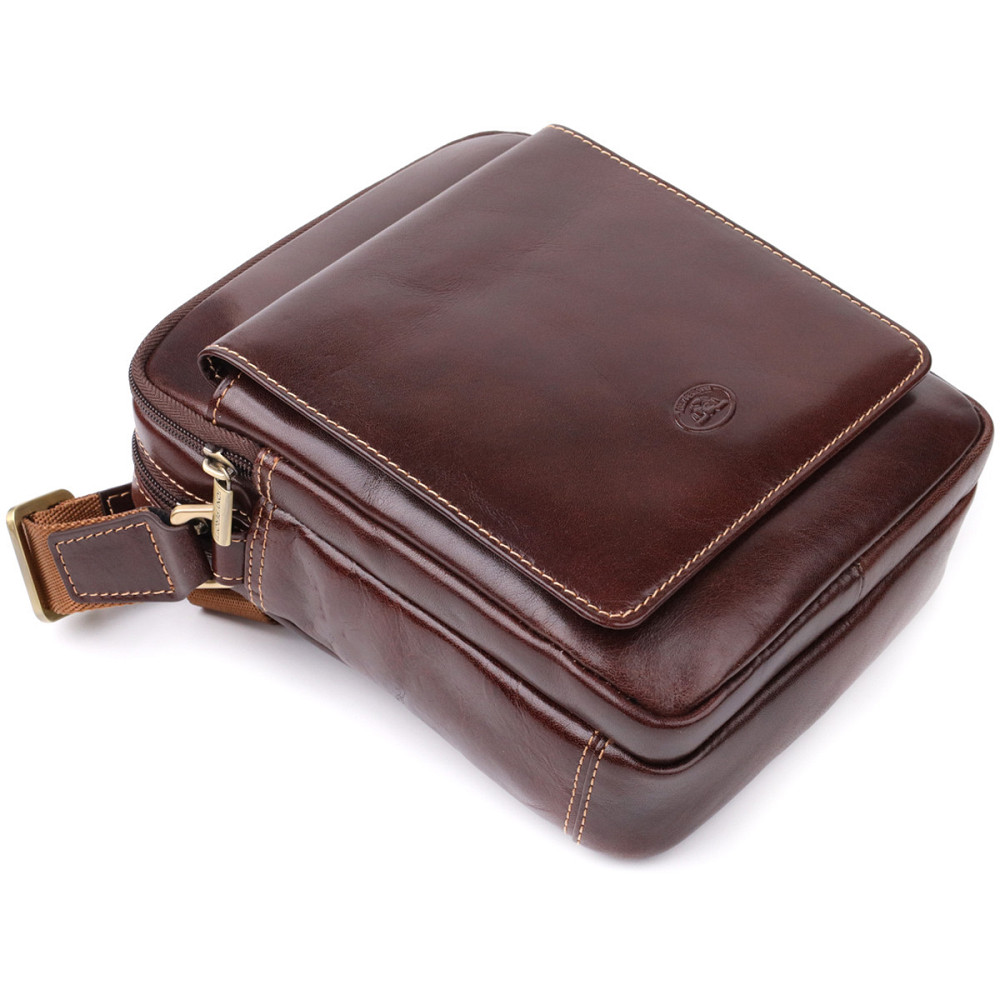 Мужская сумка с карманами из гладкой натуральной кожи Tony Perotti 20856_1 (9148-17 moro) Коричневый Киев - изображение 8