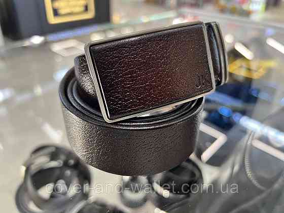 Стильний чоловічий ремінь із натуральної шкіри коричневого кольору з пряжкою-автомат 35мм PS Leather Київ