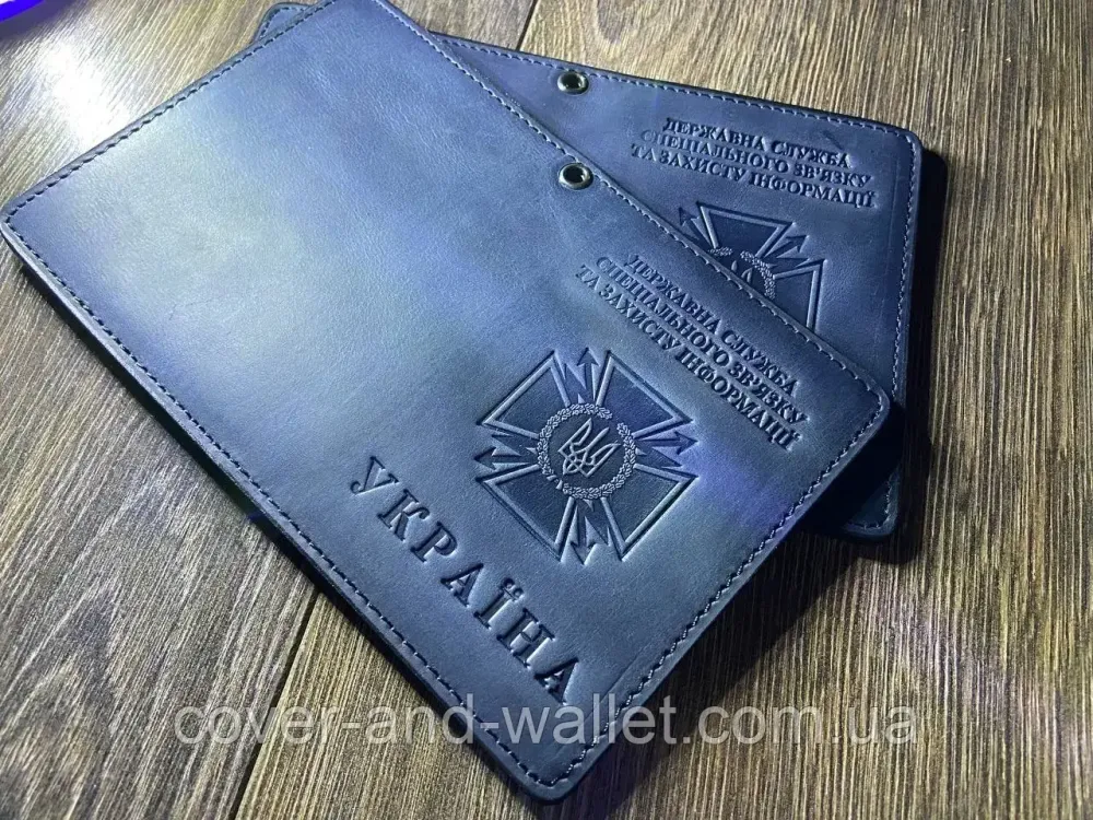 Обкладинка на посвідчення ДССЗ (державна служба спеціального зв'язку) із вінтажної шкіри Crazy Horse Київ - фото 7