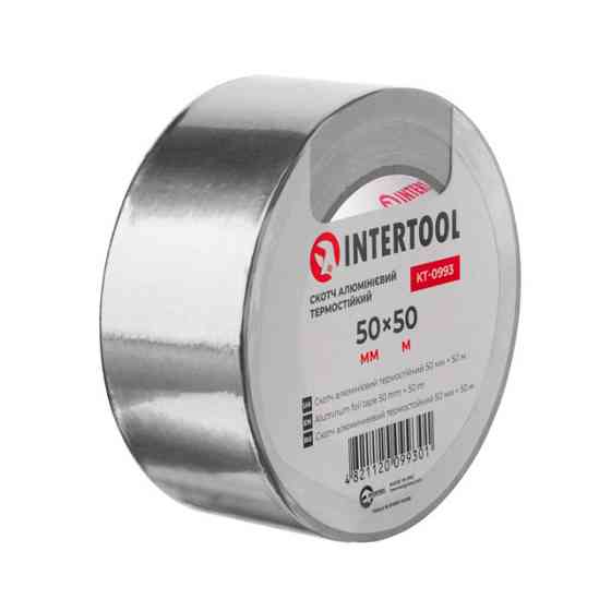 Скотч алюмінієвий термостійкий, 50 м, 50 мм INTERTOOL KT-0993 Киев